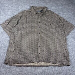 Puritan Shirt Mens 2XL Short Sleeve Button Down‎ Black Tan Paisley Viscose Rayon